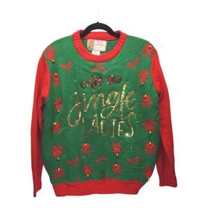 "All the Jingle Ladies" Light Up Christmas Sweater Sequin Bling MEDIUM